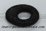 CLV43 15.5 inches 25*33mm oval black natural lava beads wholesale