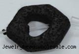 CLV44 15.5 inches 26*33mm hexagon black natural lava beads wholesale