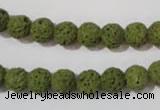 CLV460 15.5 inches 8mm round dyed green lava beads wholesale