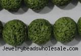 CLV465 15.5 inches 18mm round dyed green lava beads wholesale