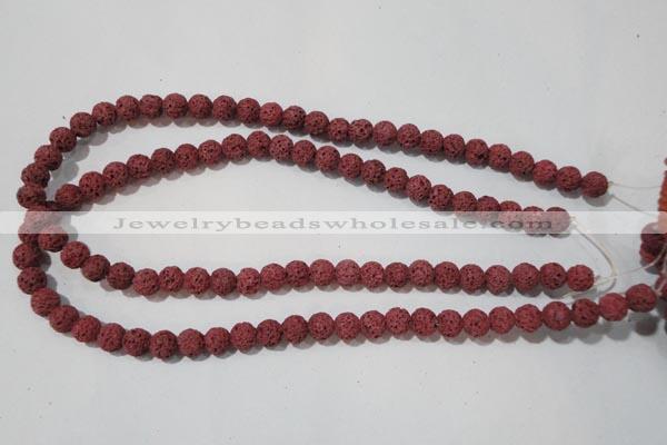 CLV468 15.5 inches 8mm round dyed red lava beads wholesale