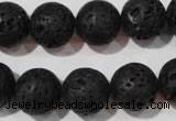 CLV487 15.5 inches 14mm round black lava beads wholesale