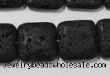 CLV495 15.5 inches 20*20mm square black lava beads wholesale