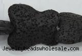 CLV52 15 inches 25*30mm butterfly-shaped black natural lava beads