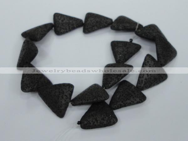 CLV53 15 inches 26*28mm triangle black natural lava beads wholesale