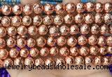 CLV532 15.5 inches 6mm round plated lava beads wholesale