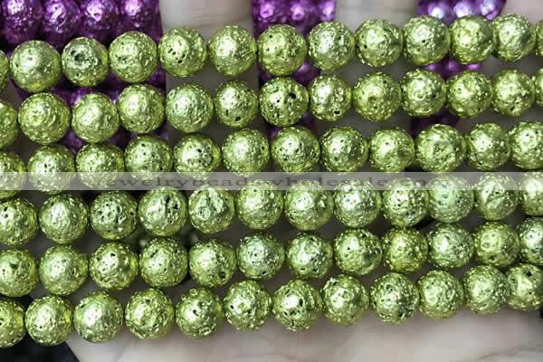 CLV535 15.5 inches 6mm round plated lava beads wholesale