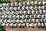 CLV541 15.5 inches 8mm round plated lava beads wholesale