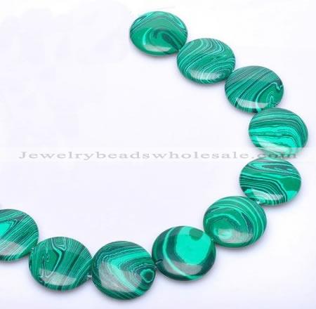 CMA08 15.5 inches 25mm coin imitate malachite beads wholesale