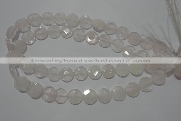 CME50 15.5 inches 15mm faceted coin rose quartz gemstone beads