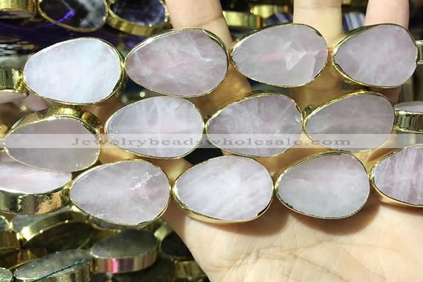 CME506 12 inches 18*28mm - 20*30mm flat teardrop rose quartz beads