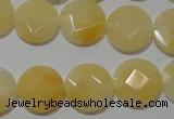 CME51 15.5 inches 15mm faceted coin yellow jade gemstone beads