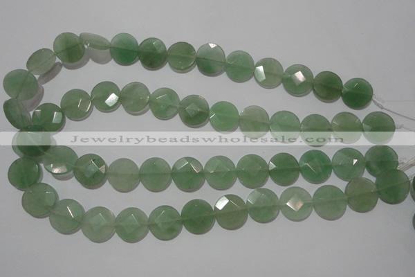 CME52 15.5 inches 15mm faceted coin green aventurine gemstone beads