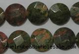 CME53 15.5 inches 15mm faceted coin unakite gemstone beads