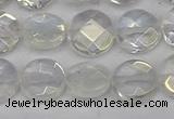 CME60 15.5 inches 10mm faceted coin plated white crystal beads