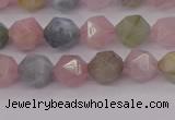 CMG201 15.5 inches 6mm faceted nuggets morganite gemstone beads