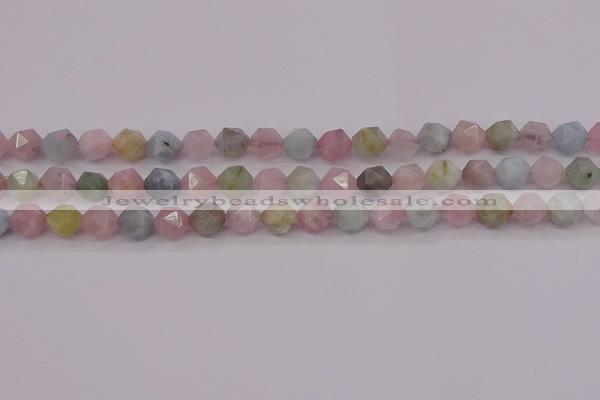 CMG202 15.5 inches 8mm faceted nuggets morganite gemstone beads