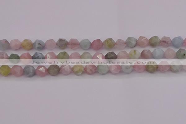 CMG203 15.5 inches 10mm faceted nuggets morganite gemstone beads