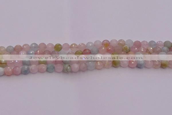 CMG210 15.5 inches 6mm faceted round morganite beads wholesale