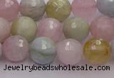 CMG211 15.5 inches 8mm faceted round morganite beads wholesale