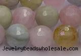 CMG213 15.5 inches 12mm faceted round morganite beads wholesale