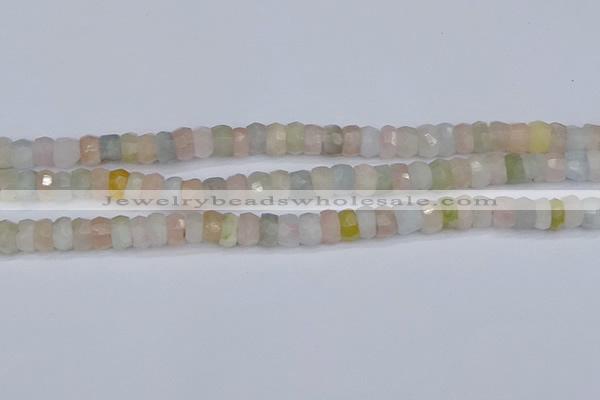 CMG216 15.5 inches 4*7mm faceted rondelle morganite beads