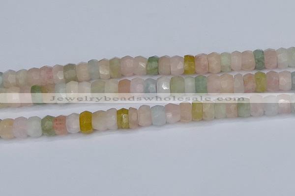 CMG218 15.5 inches 6*11mm faceted rondelle morganite beads