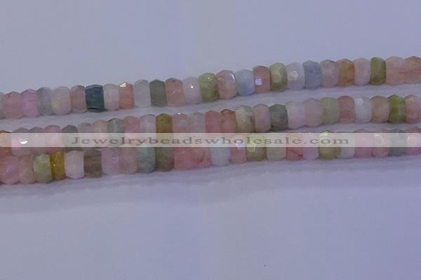 CMG223 15.5 inches 6*10mm faceted rondelle morganite beads