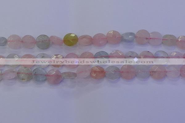 CMG253 15.5 inches 10mm faceted coin morganite beads