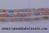 CMG277 15.5 inches 8*12mm faceted rectangle morganite beads