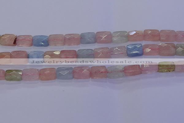 CMG277 15.5 inches 8*12mm faceted rectangle morganite beads