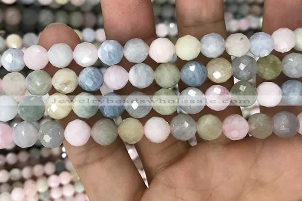 CMG346 15.5 inches 8mm faceted round morganite beads wholesale