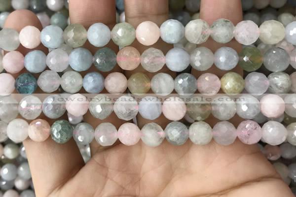 CMG379 15.5 inches 8mm faceted round morganite gemstone beads