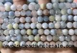 CMG386 15.5 inches 6mm faceted round morganite beads wholesale