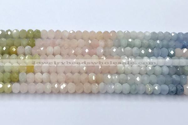 CMG456 15 inches 4*6mm faceted rondelle morganite beads