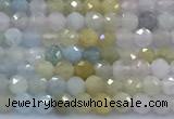 CMG471 15 inches 3mm faceted round morganite beads