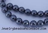 CMH02 16 inches 4mm faceted round magnetic hematite beads