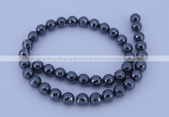 CMH03 16 inches 6mm faceted round magnetic hematite beads