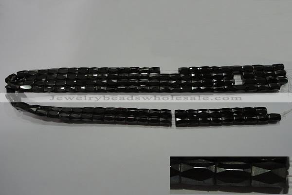 CMH105 15.5 inches 5*8mm faceted tube magnetic hematite beads