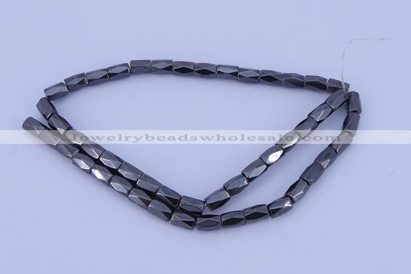 CMH12 16 inches 6*8mm faceted column magnetic hematite beads