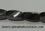 CMH152 15.5 inches 5*11mm twisted rice magnetic hematite beads