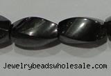 CMH154 15.5 inches 8*14mm twisted rice magnetic hematite beads