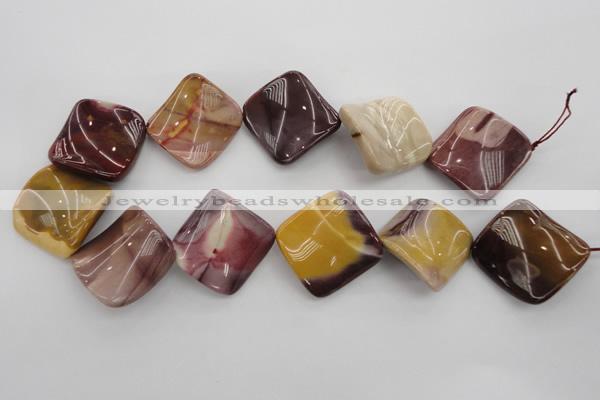 CMK108 15.5 inches 30*30mm twisted diamond mookaite beads wholesale