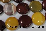 CMK242 15.5 inches 15mm flat round mookaite gemstone beads