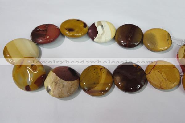 CMK247 15.5 inches 35mm flat round mookaite gemstone beads