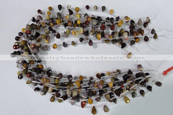 CMK288 Top-drilled 6*9mm faceted teardrop mookaite gemstone beads