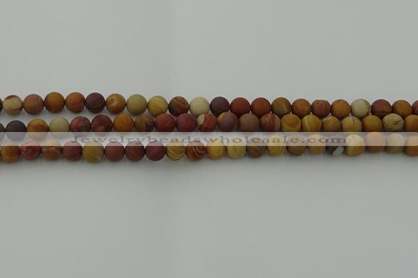 CMK310 15.5 inches 4mm round matte sunset mookaite beads