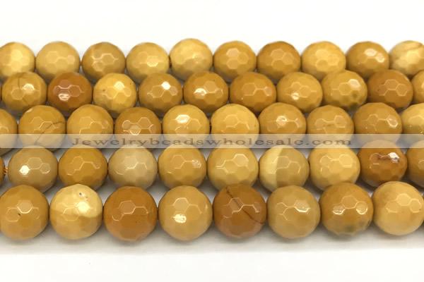 CMK368 15 inches 12mm faceted round yellow mookaite beads