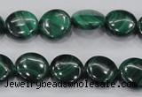 CMN100 15.5 inches 14mm flat round natural malachite beads wholesale