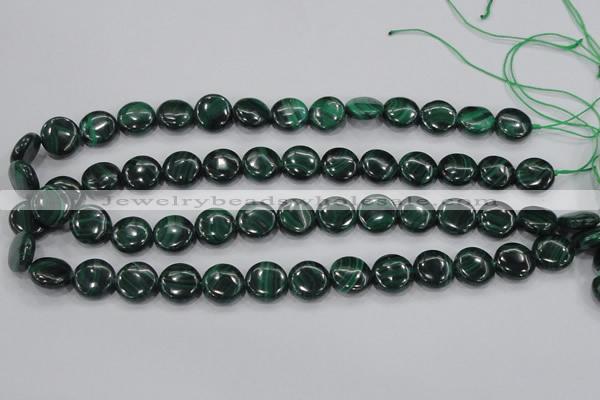 CMN100 15.5 inches 14mm flat round natural malachite beads wholesale